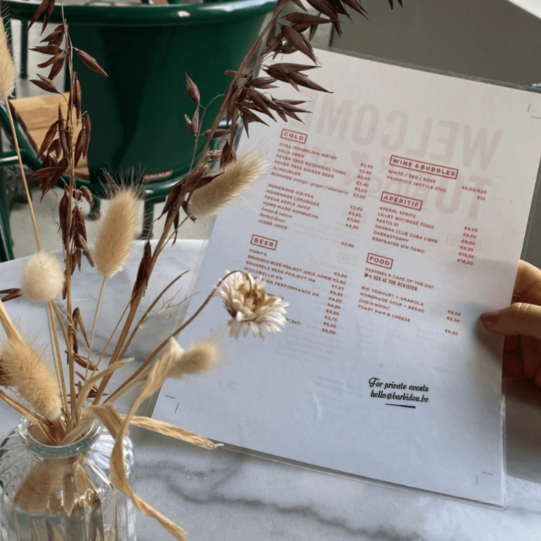 menu of the coffee bar Bar Bidon