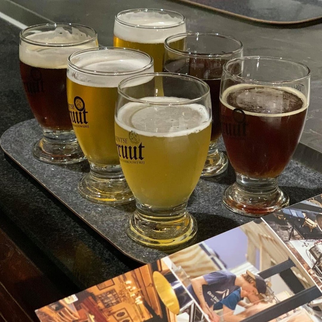 The tasting flights in a mini glass from brewery Gentse Gruut.