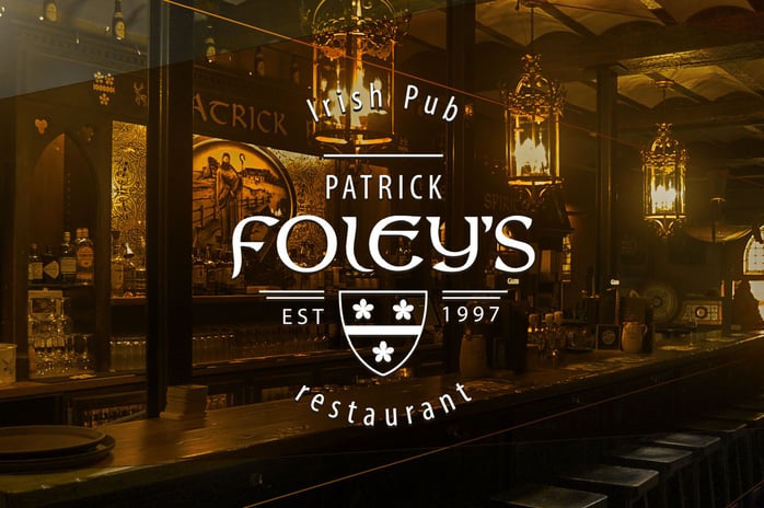 Logo and atmospheric interior of Patirck Foley's