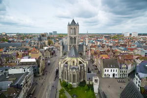 Ghent-iew-on-the-center-of-Ghent-with-Saint-Nicholas-Church-in-Belgium-from-the-Belfry-tower