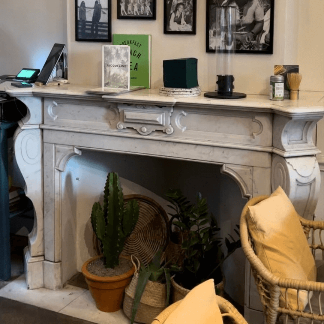 chimney with beautiful plants and decoration