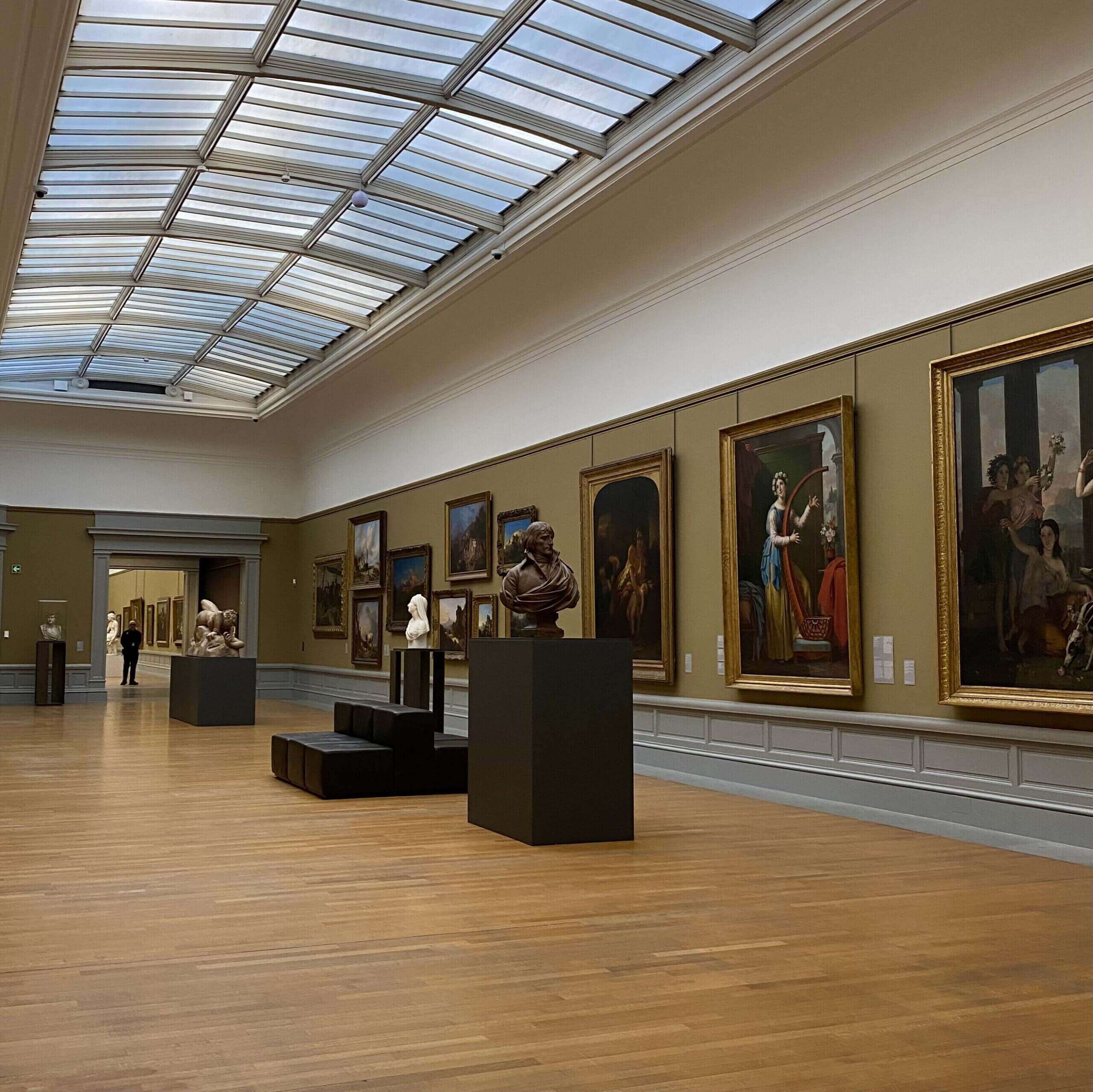 Statues and paintings in Museum of Arts in Ghent 