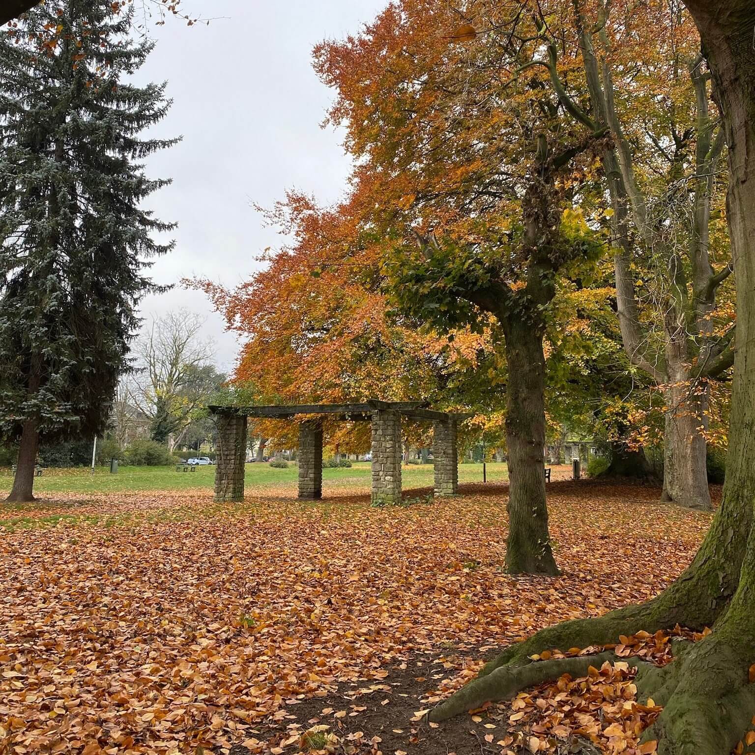 Golden leaves at a quiet area at Paul de Smet de Naeyer Park