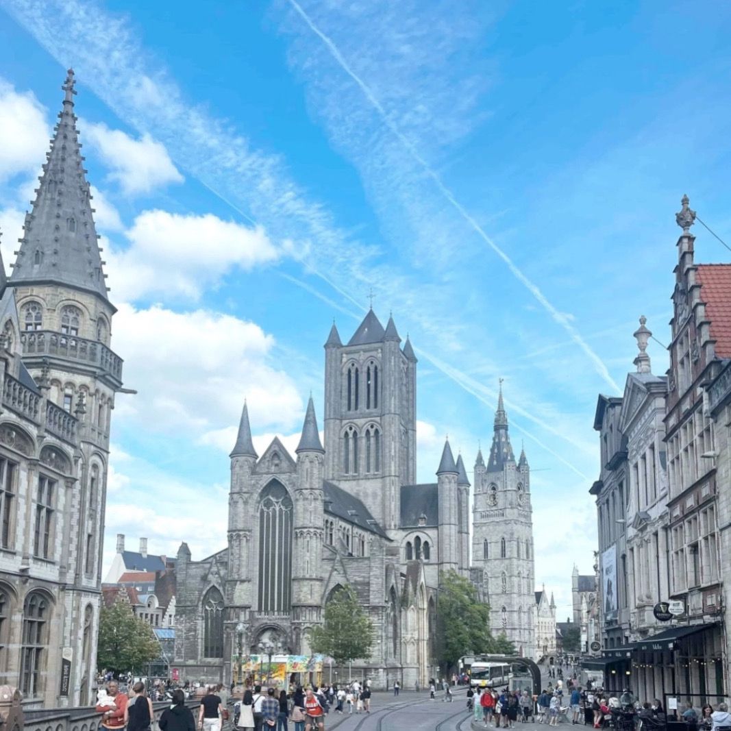 St. Michael's Bridge and historic buildings in central Ghent, Belgium