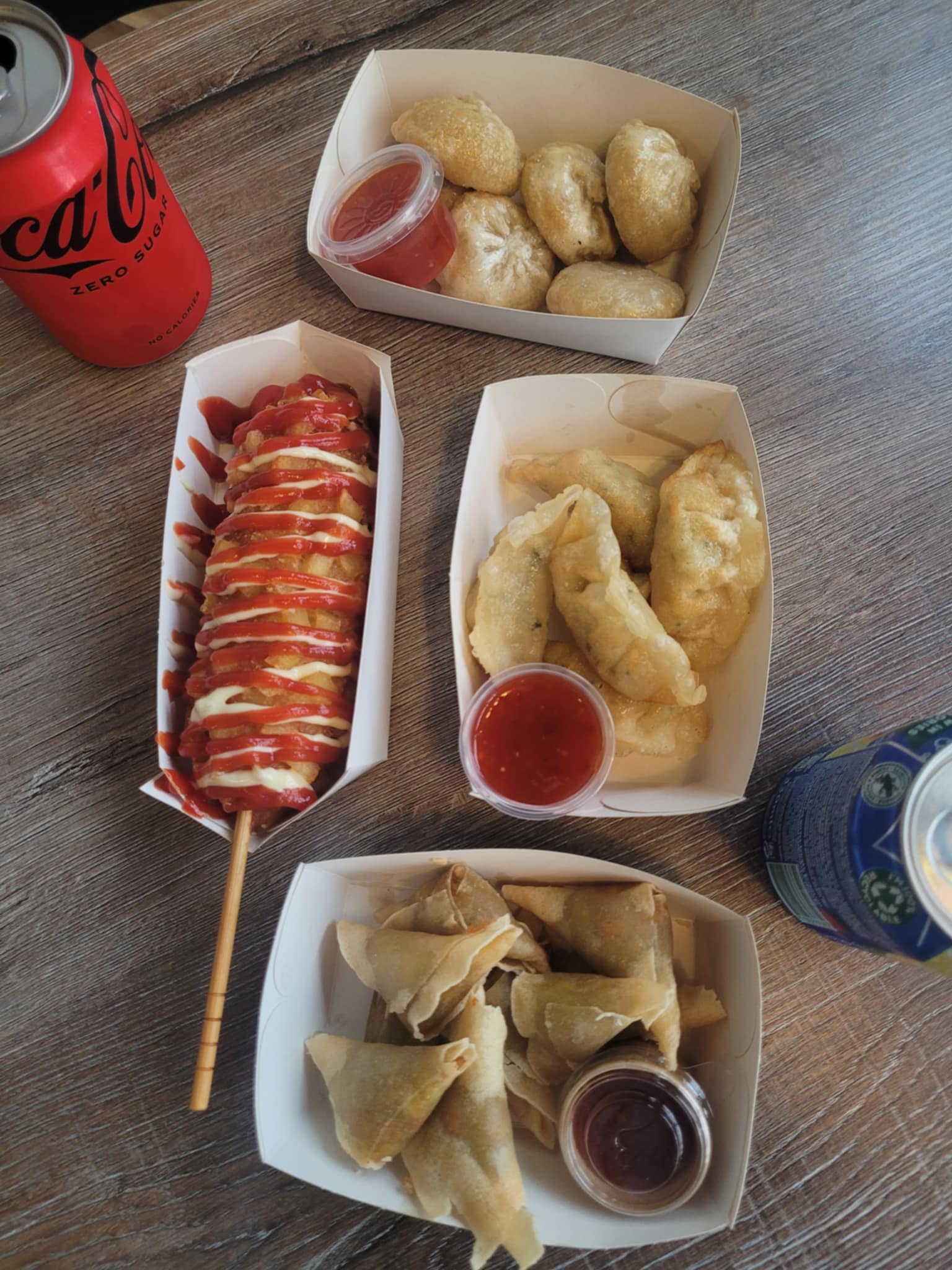 Korean street food with corndogs, dumplings and kimichi at Toki in Aalst