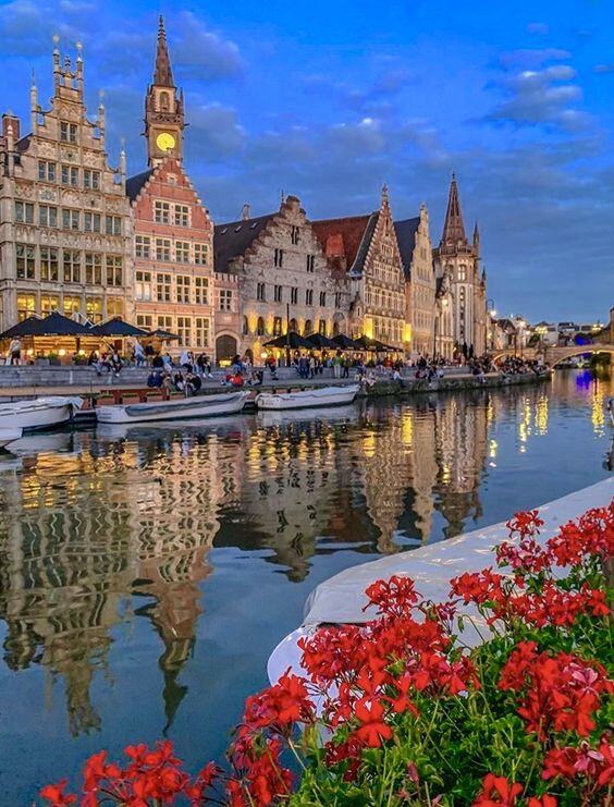 Ghent canal at dusk